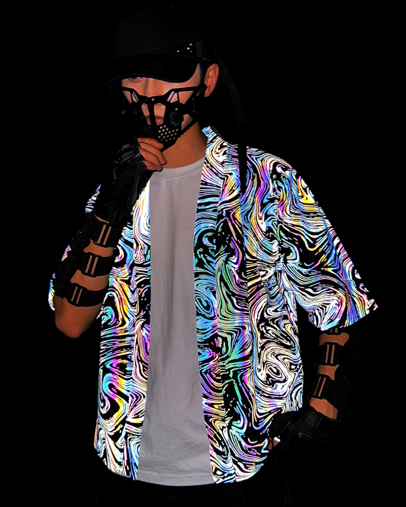 Techwear Colorful Reflective Cardigan Kimono Jacket – Techwear Official