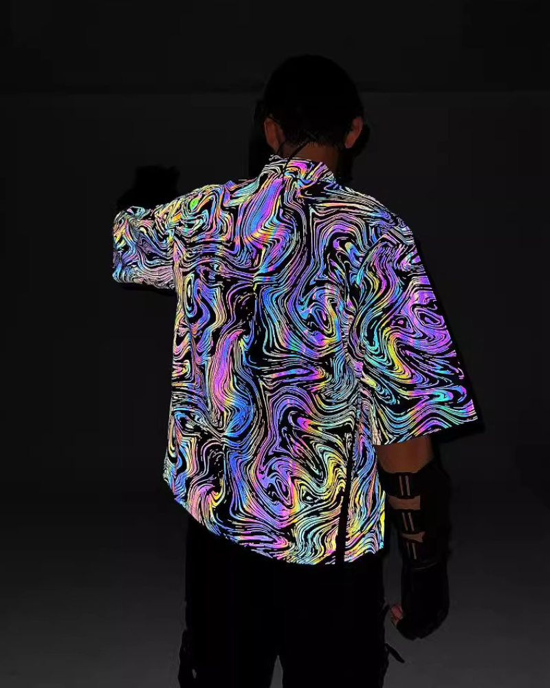Techwear Colorful Reflective Cardigan Kimono Jacket