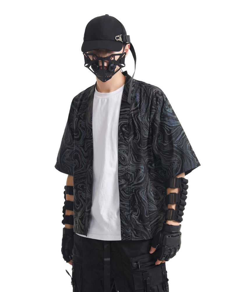 Techwear Colorful Reflective Cardigan Kimono Jacket