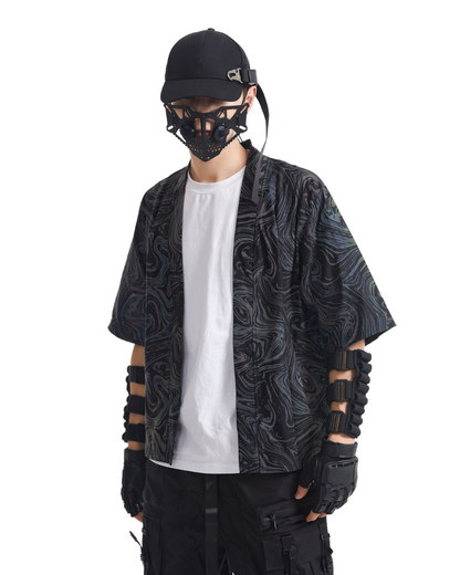 Techwear Colorful Reflective Cardigan Kimono Jacket