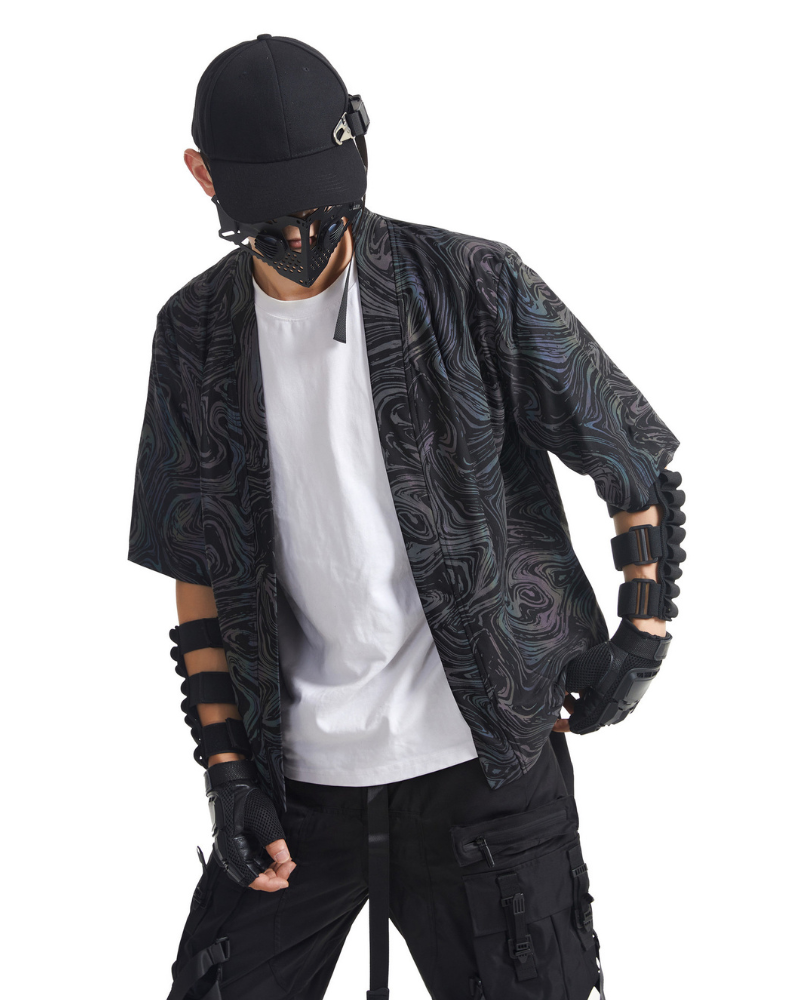 Techwear Colorful Reflective Cardigan Kimono Jacket