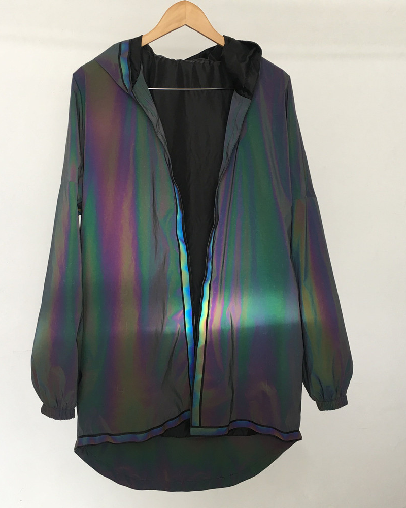 Techwear Colorful Reflective Hooded Jacket