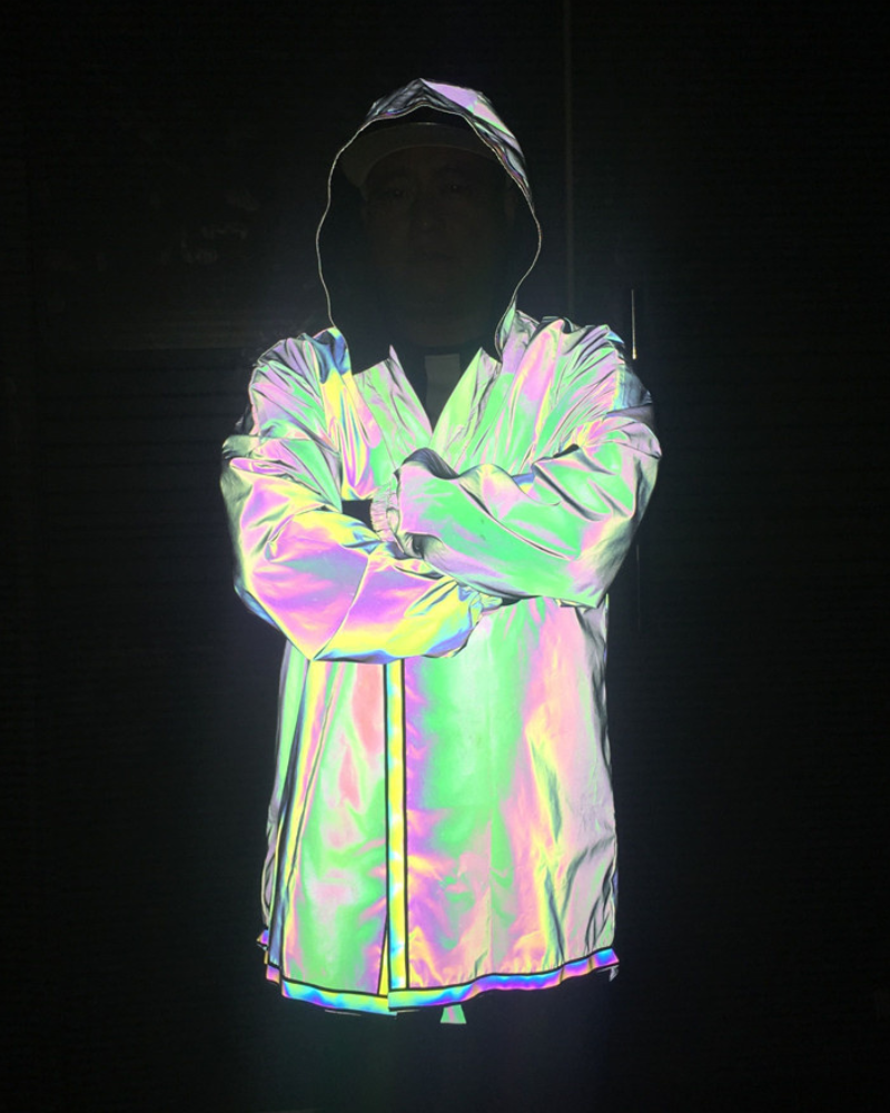 Techwear Colorful Reflective Hooded Jacket