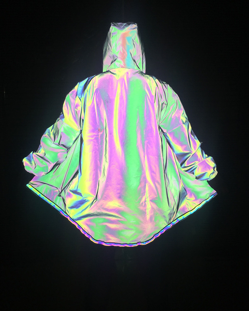 Techwear Colorful Reflective Hooded Jacket