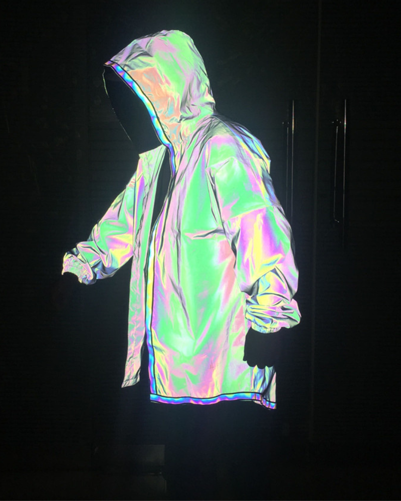 Techwear Colorful Reflective Hooded Jacket