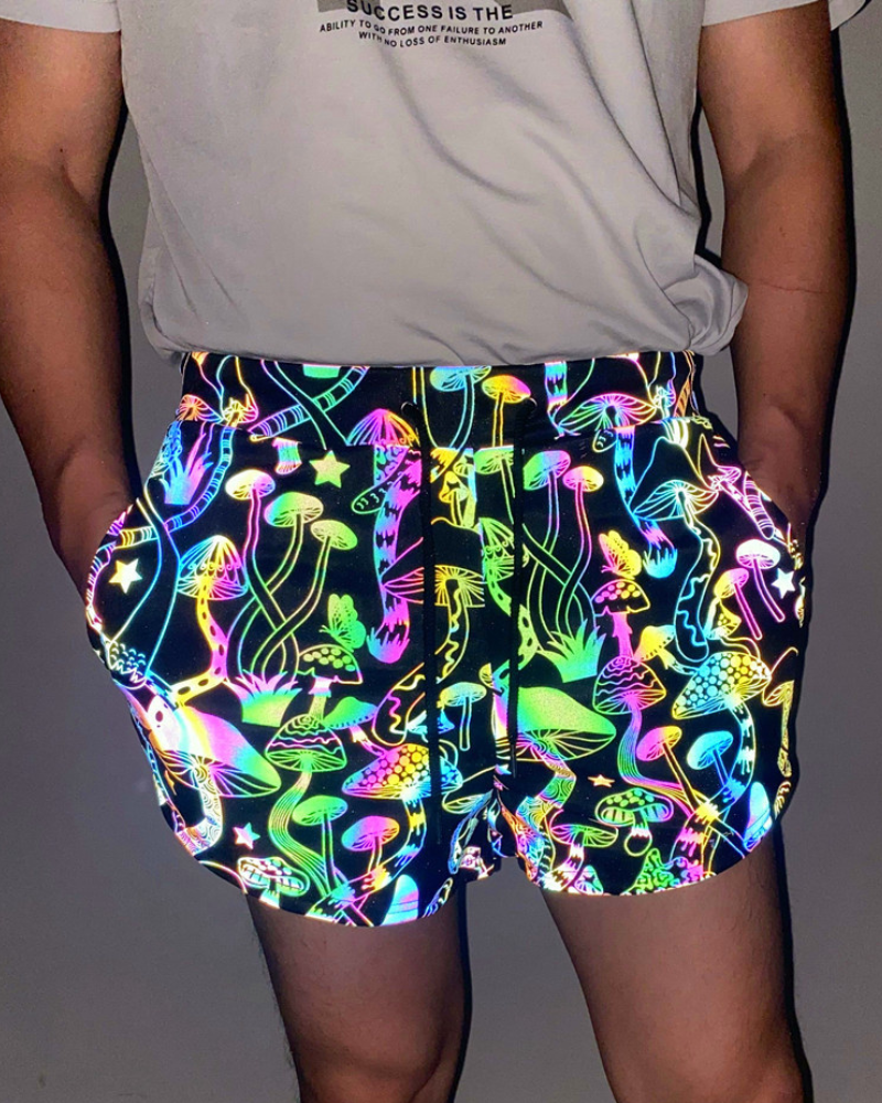 Techwear Colorful Reflective Mens Running Shorts