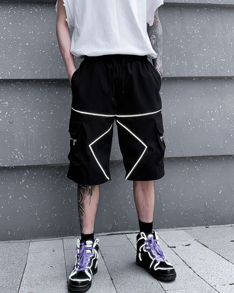Streetwear Combat Reflective Cargo Shorts