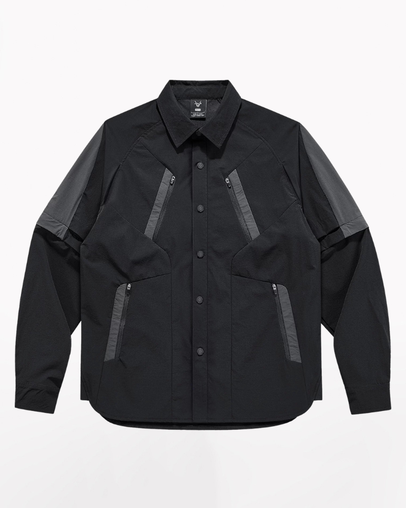 Techwear Contrast-Paneled Detachable Long-Sleeve Shirt