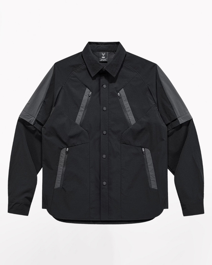 Techwear Contrast-Paneled Detachable Long-Sleeve Shirt