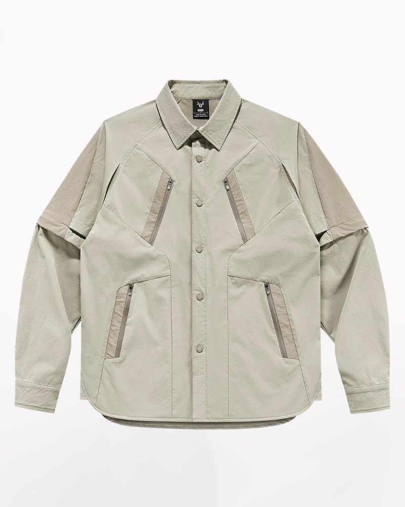 Techwear Contrast-Paneled Detachable Long-Sleeve Shirt