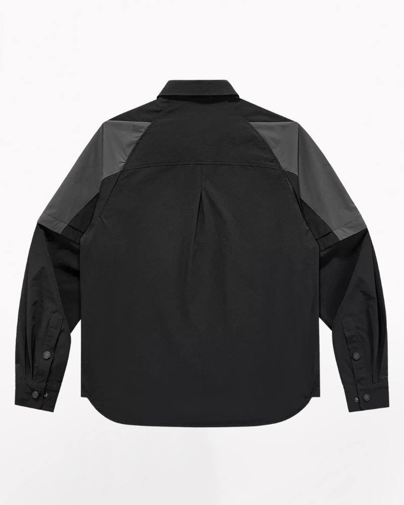 Techwear Contrast-Paneled Detachable Long-Sleeve Shirt