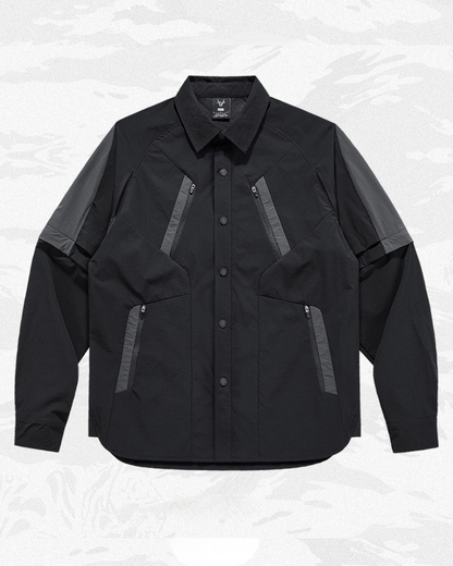 Techwear Contrast-Paneled Detachable Long-Sleeve Shirt