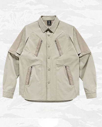 Techwear Contrast-Paneled Detachable Long-Sleeve Shirt