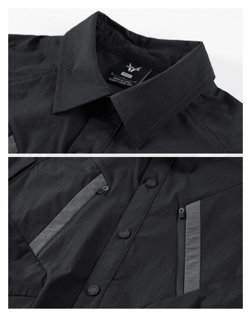 Techwear Contrast-Paneled Detachable Long-Sleeve Shirt