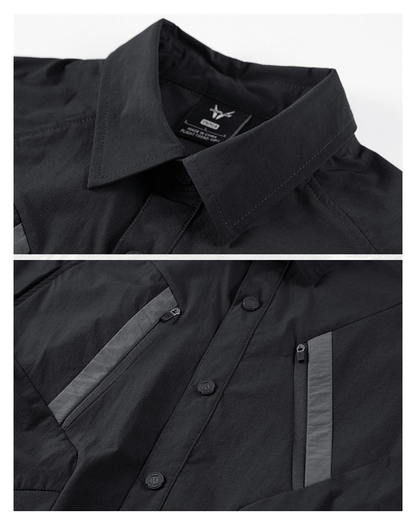 Techwear Contrast-Paneled Detachable Long-Sleeve Shirt