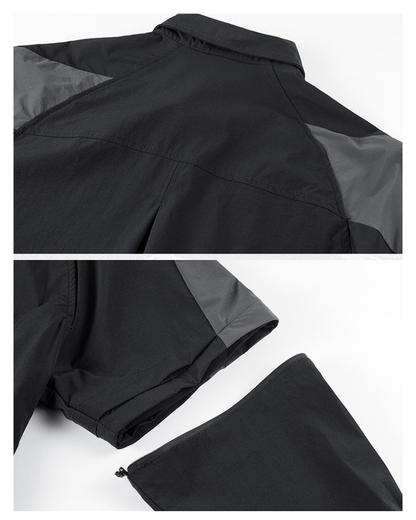 Techwear Contrast-Paneled Detachable Long-Sleeve Shirt