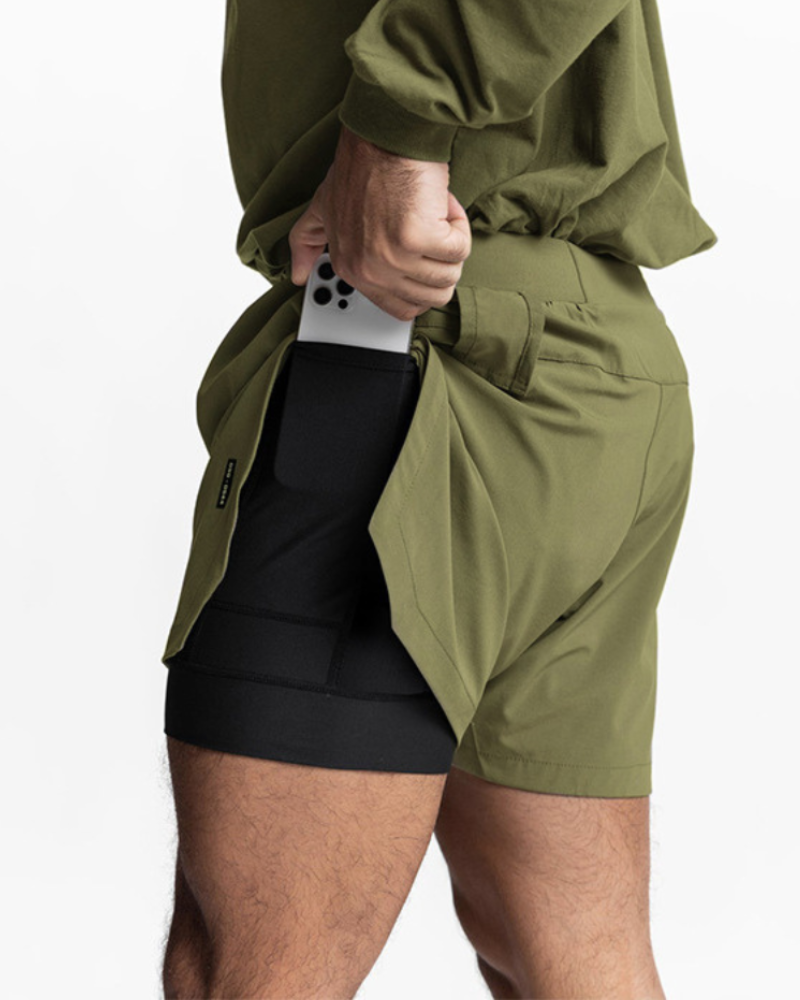 Techwear Double-Layer Mens Workout Shorts