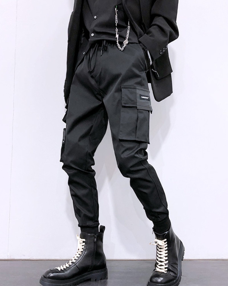 Techwear Black Cargo Jogger Pants