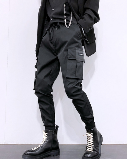 Techwear Black Cargo Jogger Pants