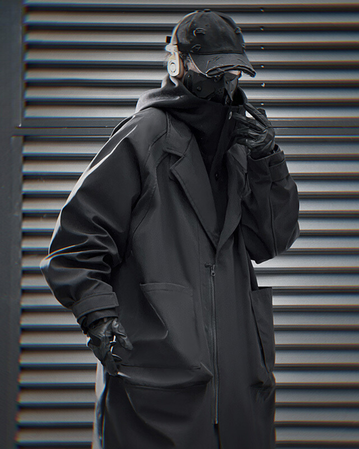 long coat,long black coat,Japanese techwear,techwear outfits,futuristic clothing,cyberpunk clothing,long coat,long black coat,black cloak,black cape,techwear jacket, tech jacket,cyberpunk jacket, cyberpunk techwear jacket, cyberpunk samurai jacket, samurai jacket cyberpunk,ninja costume,ninja halloween costume,samurai jacket,cyberpunk style jacket,techwear,tech wear,affordable techwear,techwear fashion