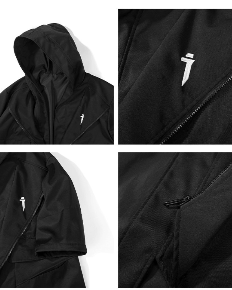 Techwear Fake Two-piece Mid-sleeve Unisex Coat