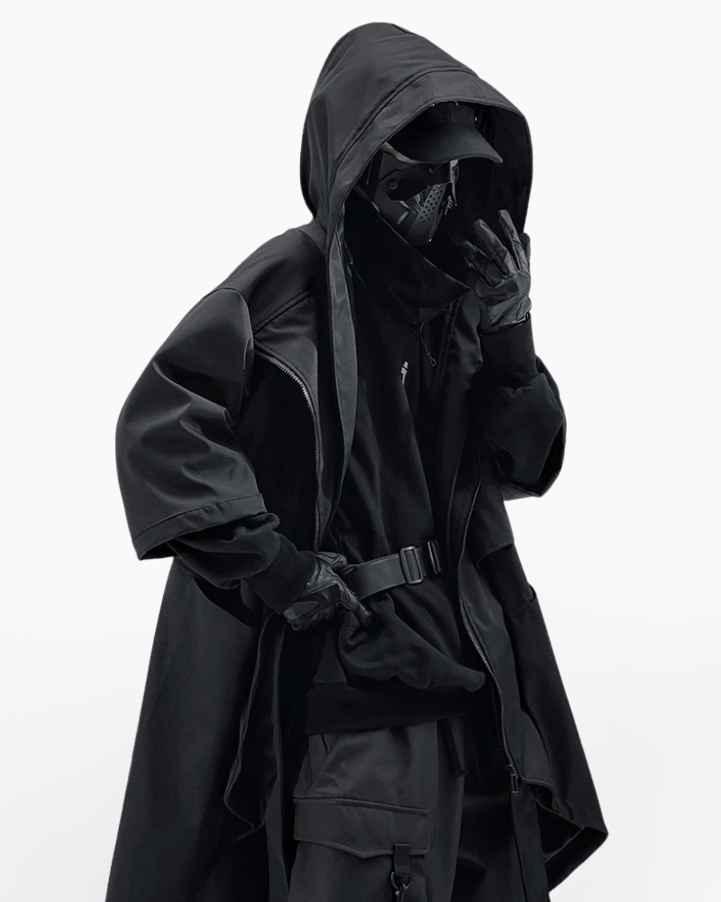 long coat,long black coat,Japanese techwear,techwear outfits,futuristic clothing,cyberpunk clothing,long coat,long black coat,black cloak,black cape,techwear jacket, tech jacket,cyberpunk jacket, cyberpunk techwear jacket, cyberpunk samurai jacket, samurai jacket cyberpunk,ninja costume,ninja halloween costume,samurai jacket,cyberpunk style jacket,techwear,tech wear,affordable techwear,techwear fashion