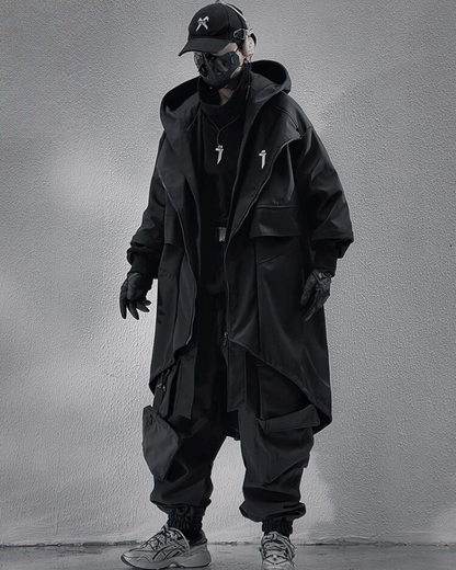 Techwear Fake Two-piece Mid-sleeve Unisex Coat