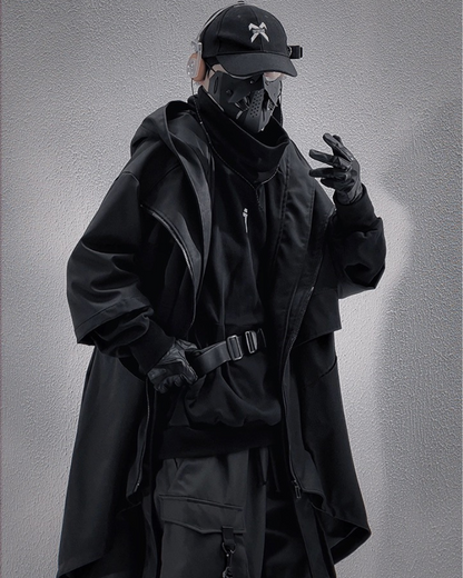 Techwear Fake Two-piece Mid-sleeve Unisex Coat