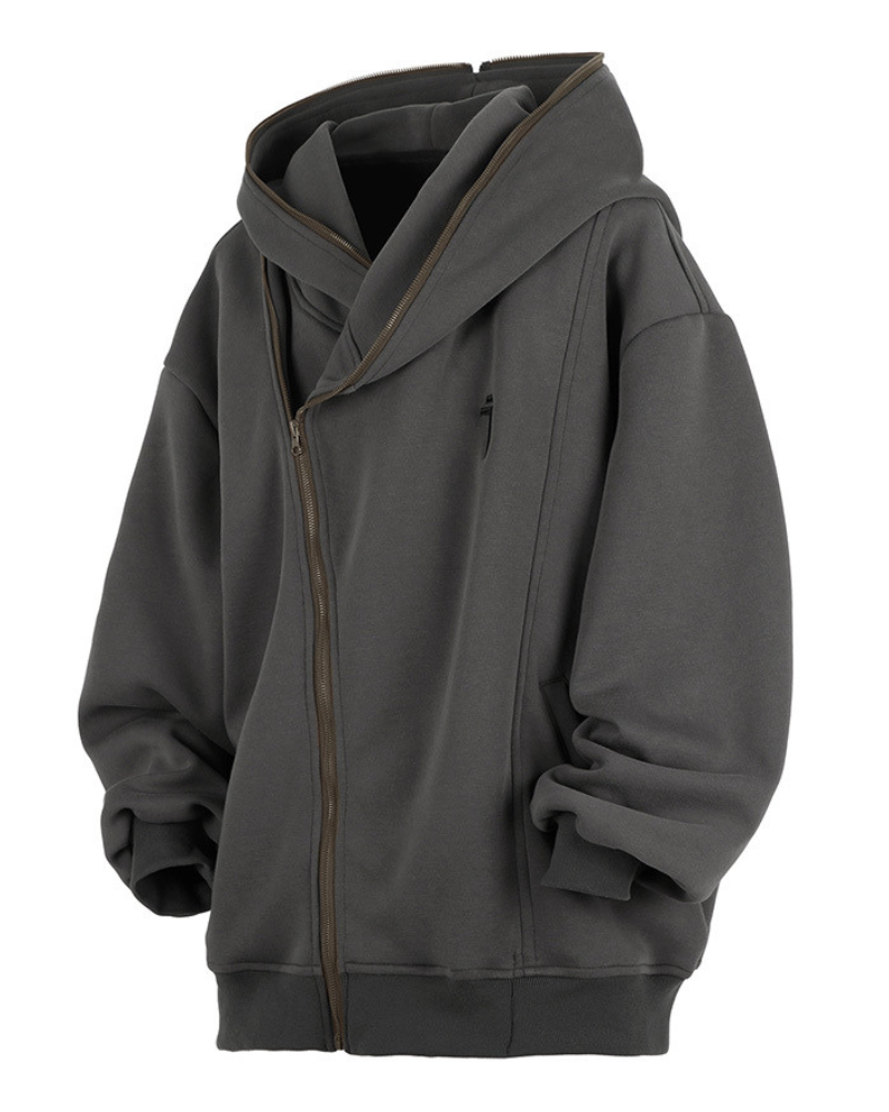 Techwear Functional Diagonal Zip Hoodie