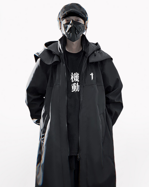 long coat,long black coat,Japanese techwear,techwear outfits,futuristic clothing,cyberpunk clothing,long coat,long black coat,black cloak,black cape,techwear jacket, tech jacket,cyberpunk jacket, cyberpunk techwear jacket, cyberpunk samurai jacket, samurai jacket cyberpunk,ninja costume,ninja halloween costume,samurai jacket,cyberpunk style jacket,techwear,tech wear,affordable techwear,techwear fashion