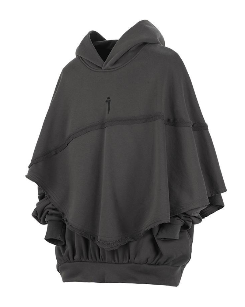 Techwear Functional Fake Two-piece Unisex Cape Hoodie