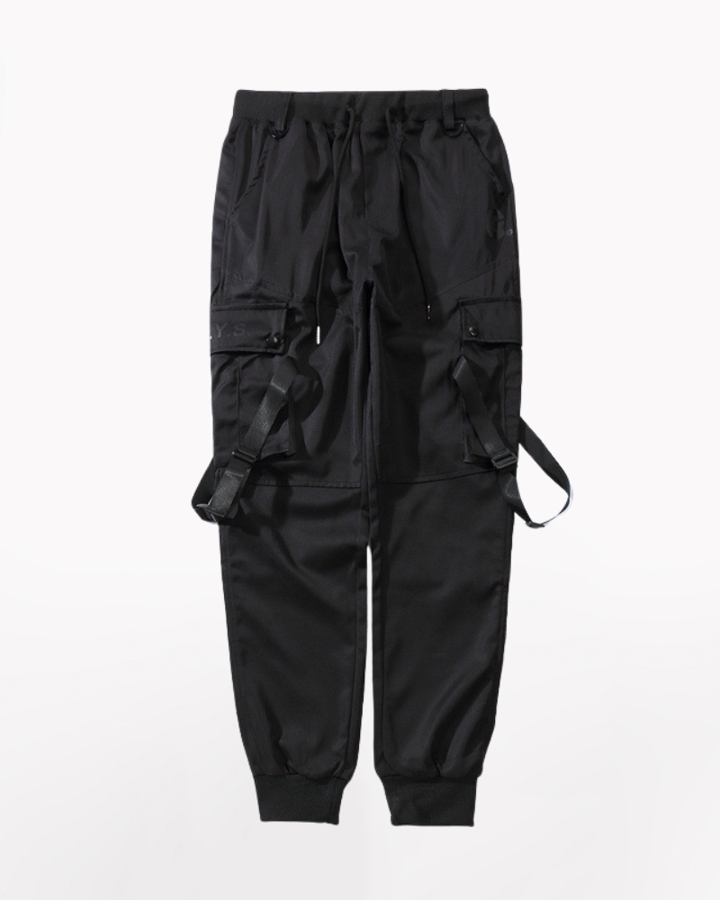 Techwear Futuristic Black Ribbon Cargo Pants – Techwear Official