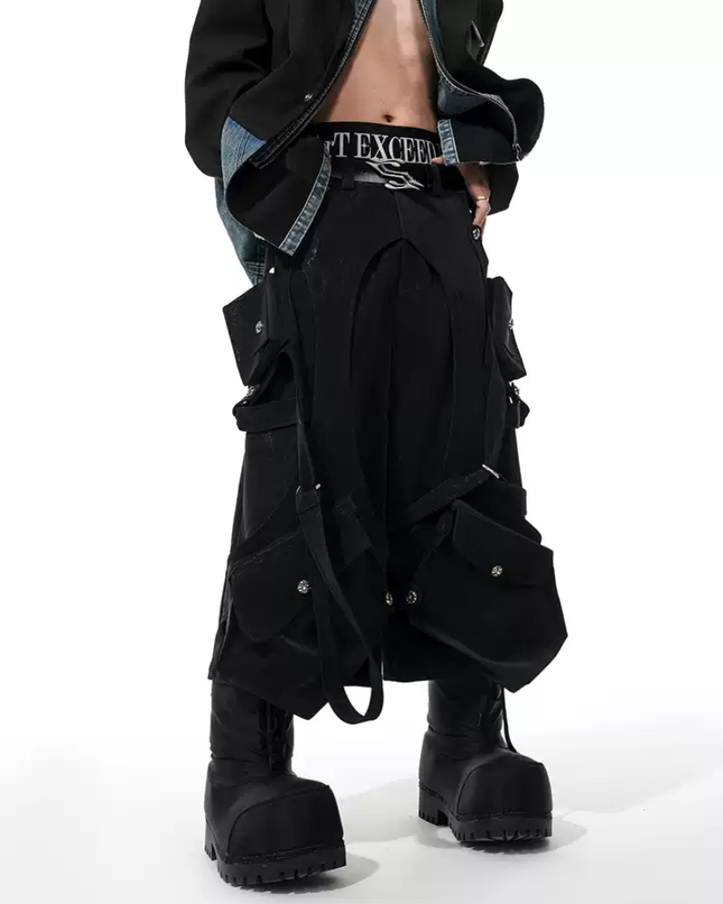 Techwear Heavy Deconstructed Y2K Cropped Pants