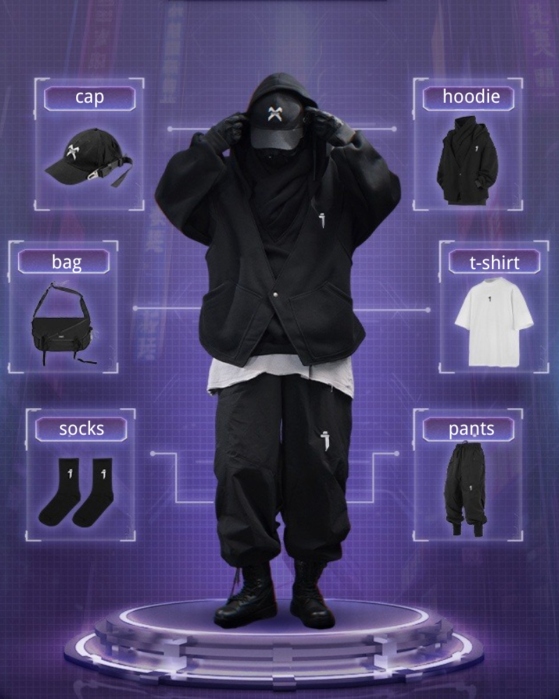 Techwear Heavy Turtleneck Fake Two-Piece Hoodie