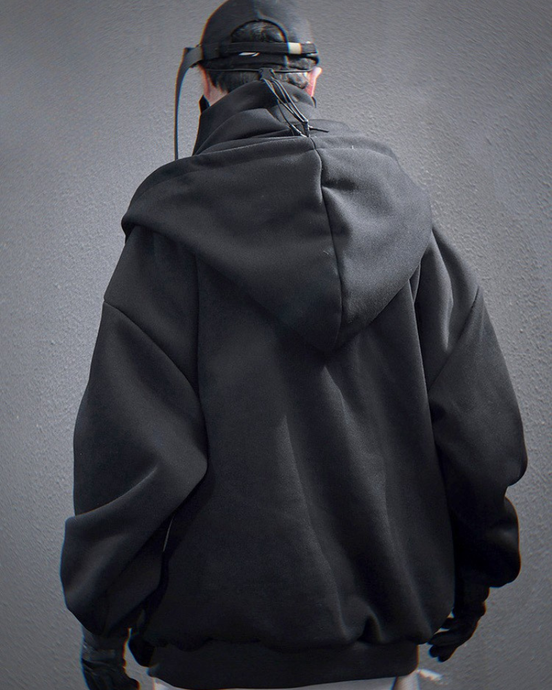 Techwear Heavy Turtleneck Fake Two-Piece Hoodie