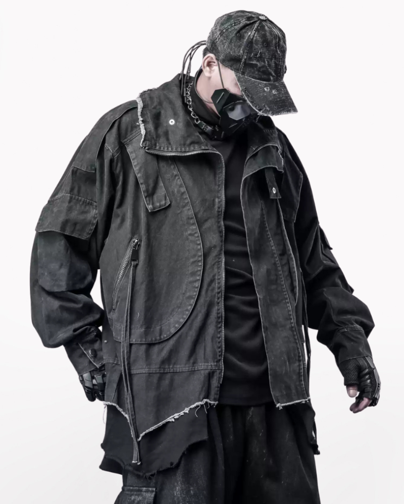 Techwear Heavyweight Fake Two-Piece Cargo Jacket
