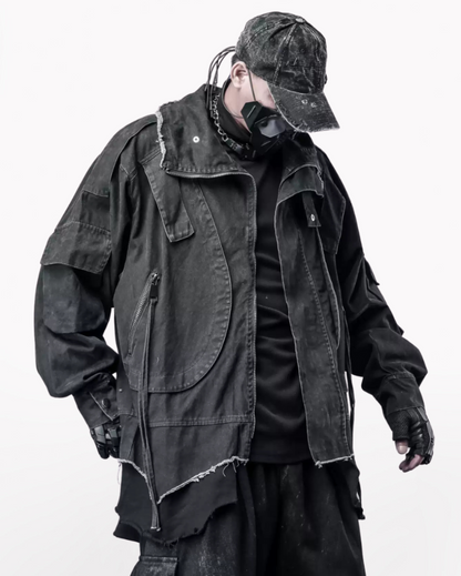 Techwear Heavyweight Fake Two-Piece Cargo Jacket