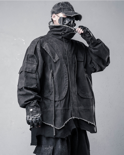Techwear Heavyweight Fake Two-Piece Cargo Jacket