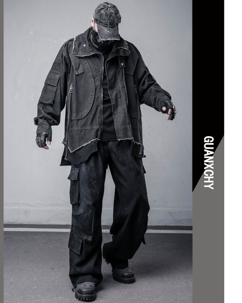Techwear Heavyweight Fake Two-Piece Cargo Jacket