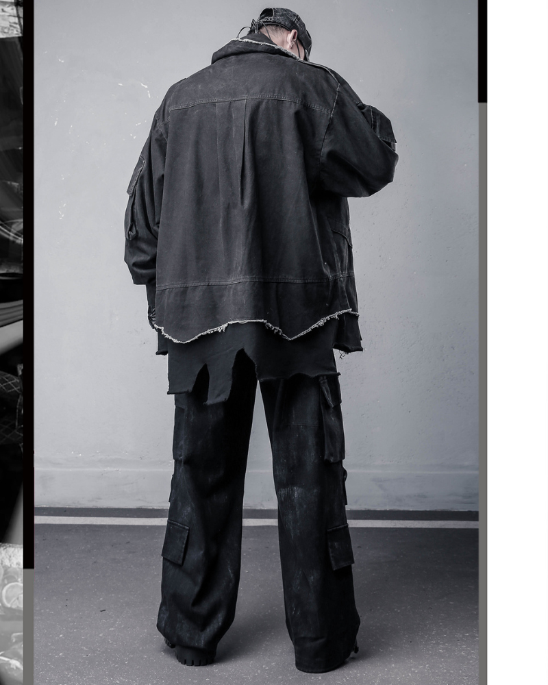 Techwear Heavyweight Fake Two-Piece Cargo Jacket