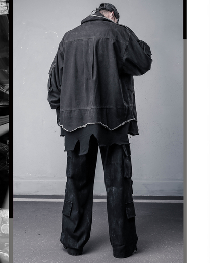 Techwear Heavyweight Fake Two-Piece Cargo Jacket