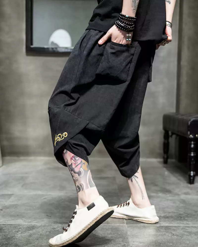 Techwear Japanese Crop Hakama Pants