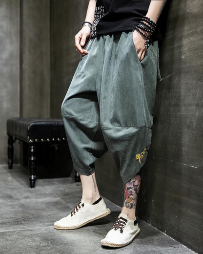 Techwear Japanese Crop Hakama Pants