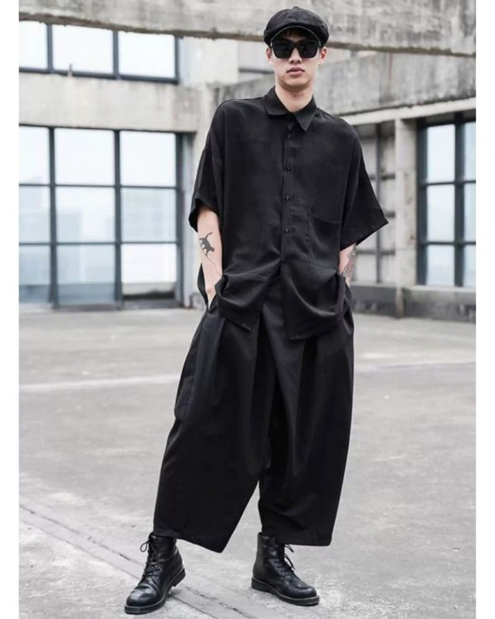 hakama pants,techwear pants,mens streetwear outfits,cyberpunk pants,black cargo pants,black cargo pants mens,black cargo pants outfit,ninja pants,ninja cargo pants,baggy ninja pants,black ninja pants