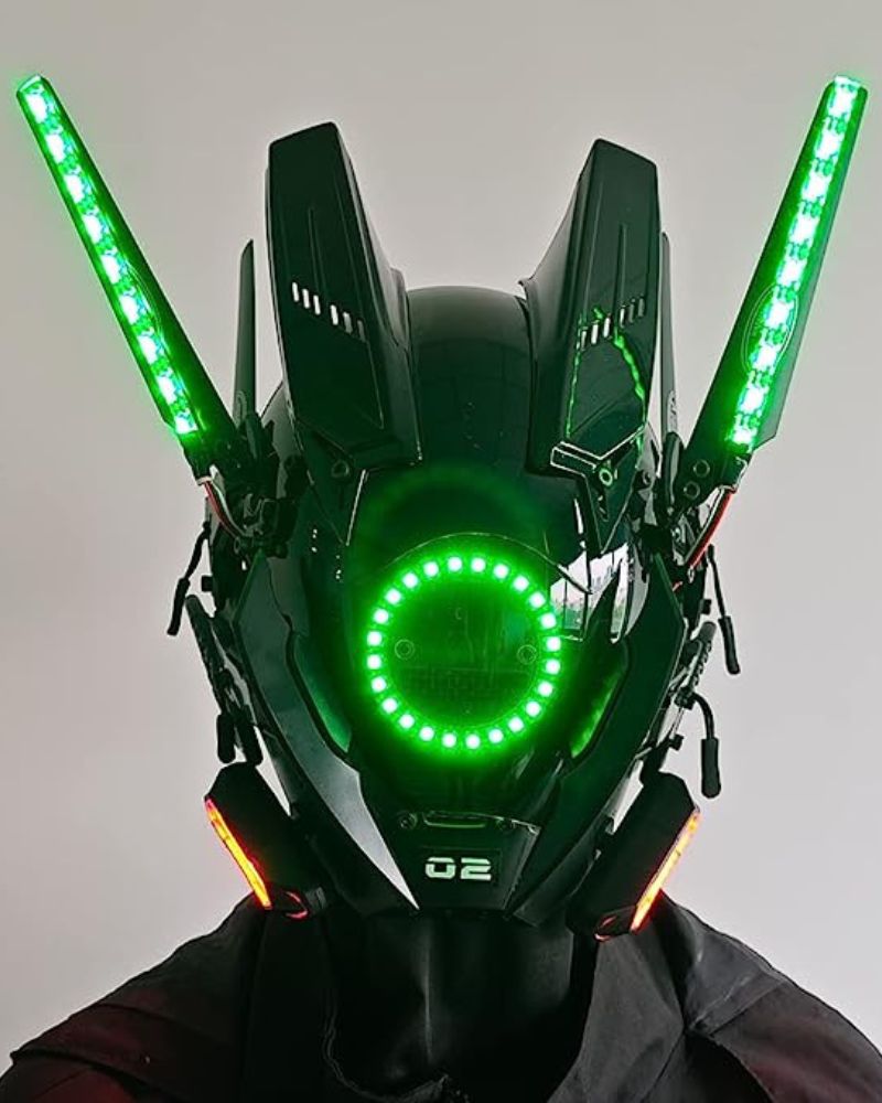 PLAYOU Punk Helm Maske mit LED Licht, Zukunft Punk-Stil Masken Helmet Cosplay Maske für PLAYOU Punk Helm Maske mit LED Licht, Zukunft Punk-Stil Masken Helmet Cosplay Maske für