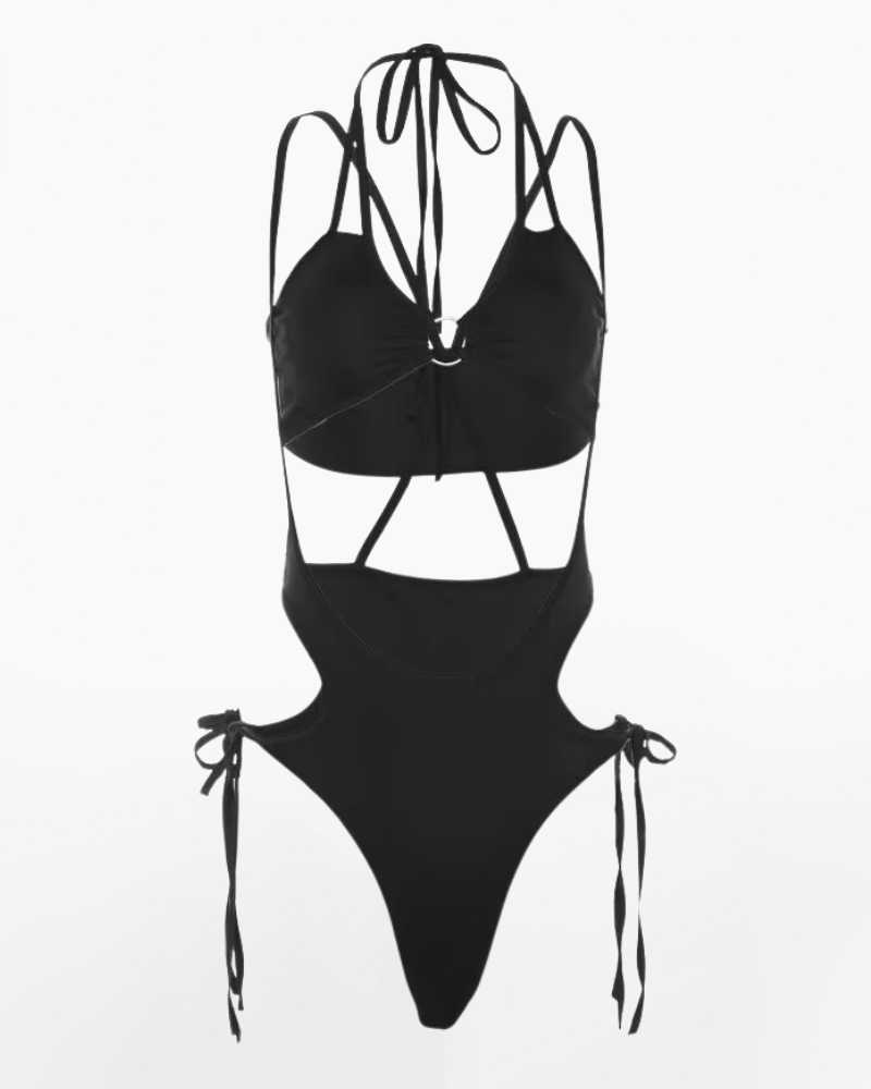 Techwear Lace-up Cut-out Bodysuit