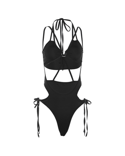 Techwear Lace-up Cut-out Bodysuit