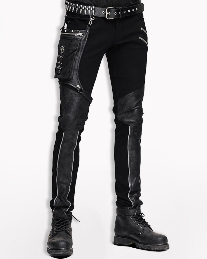 Techwear Men Patchwork Zipper Punk Pants