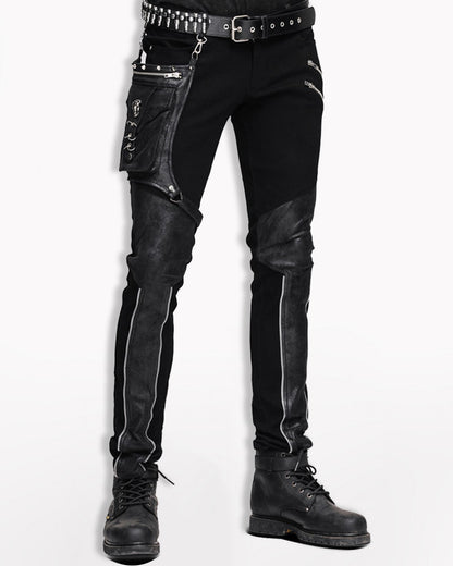Techwear Men Patchwork Zipper Punk Pants
