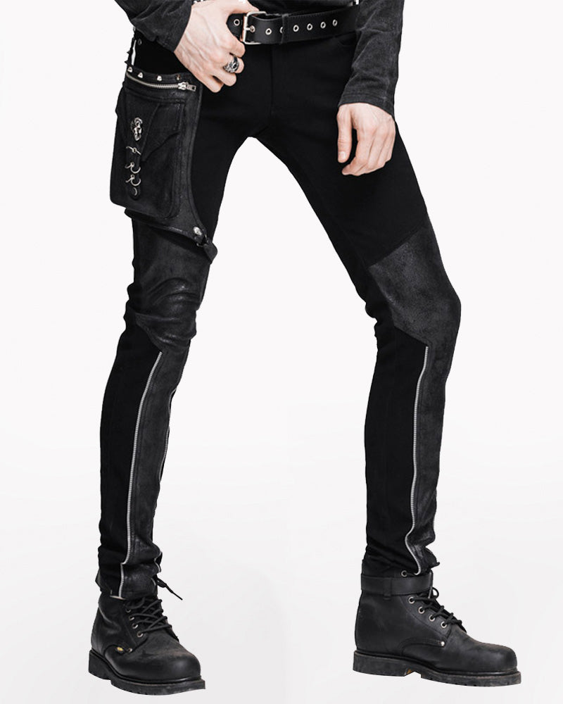 Techwear Men Patchwork Zipper Punk Pants